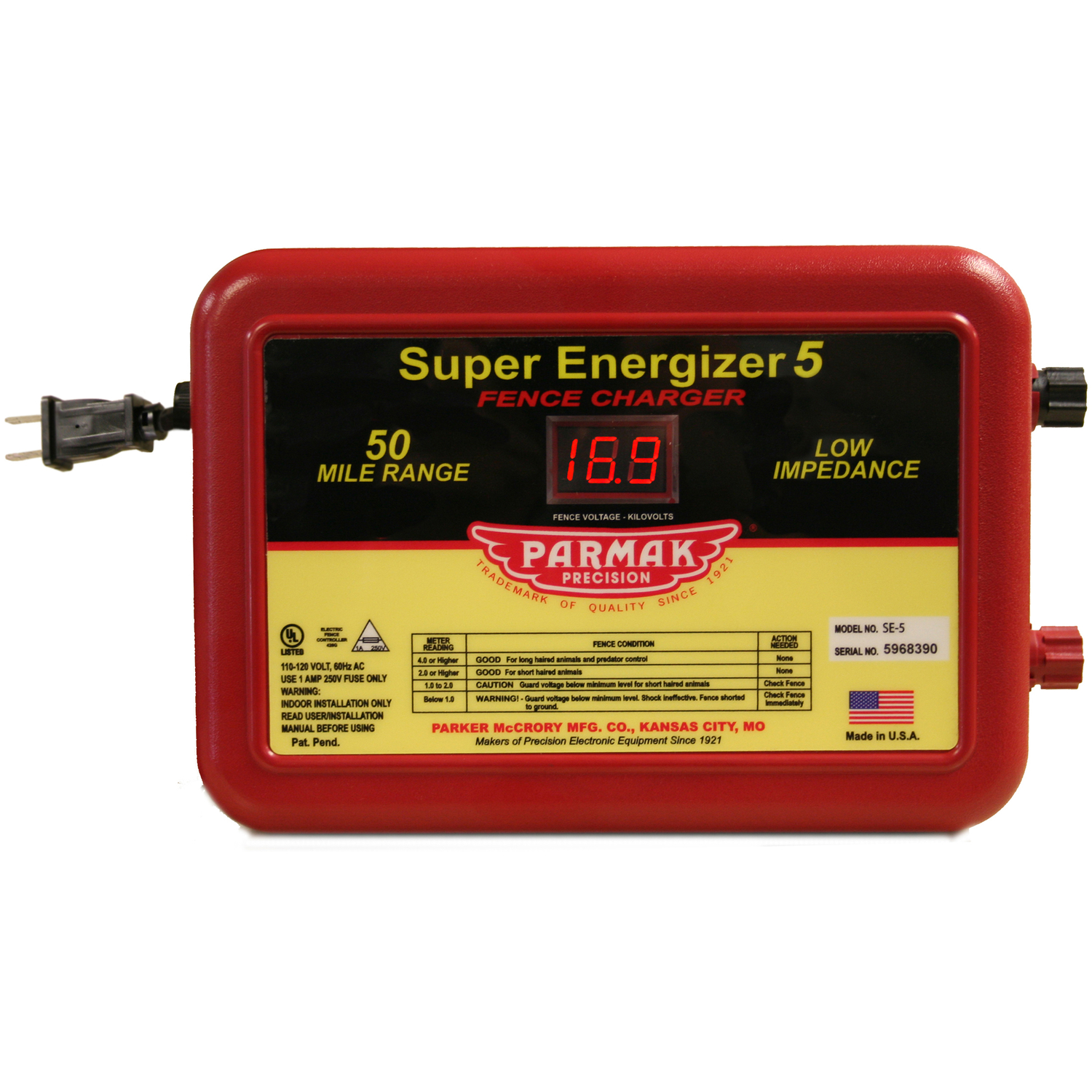 Super Energizer 5 Electric Fence Charger, 50-mile, 110-120 Volt