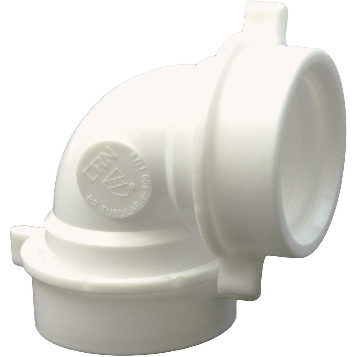1-1/2 Inch White Plastic Slip-joint 90 Degree Drain Elbow With Nuts And Washers