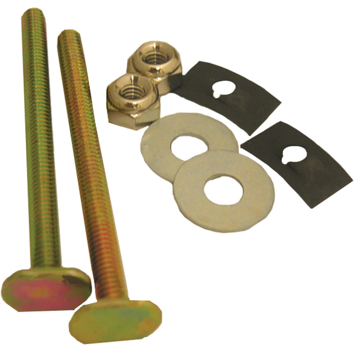 Brass Toilet Bolts With Retainers, Washers, And Nuts – 1/4 In. X 3-1/2 In.