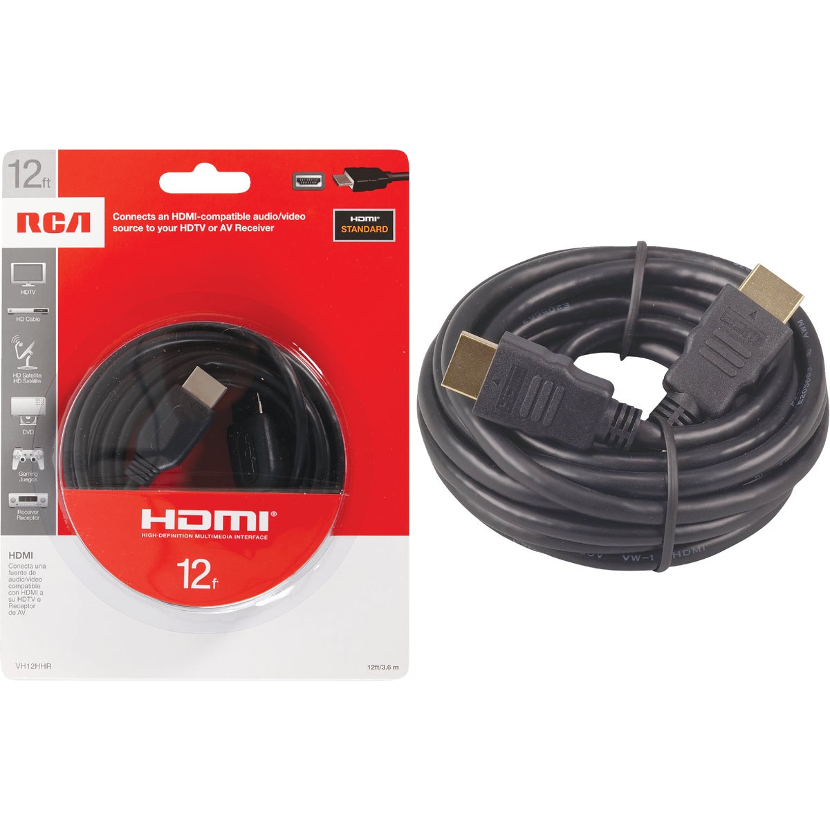 12 Ft. Black Standard Hdmi Cable With Nickel Plated Connectors