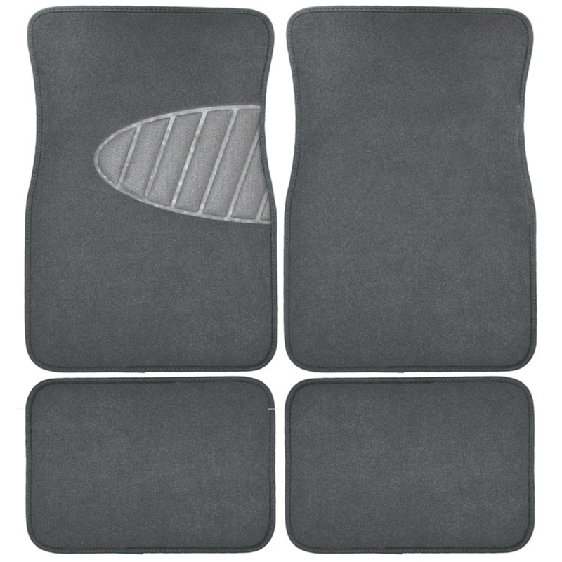 4-Pc. Auto Floor Mat Set, Gray Carpet With Heal Pad