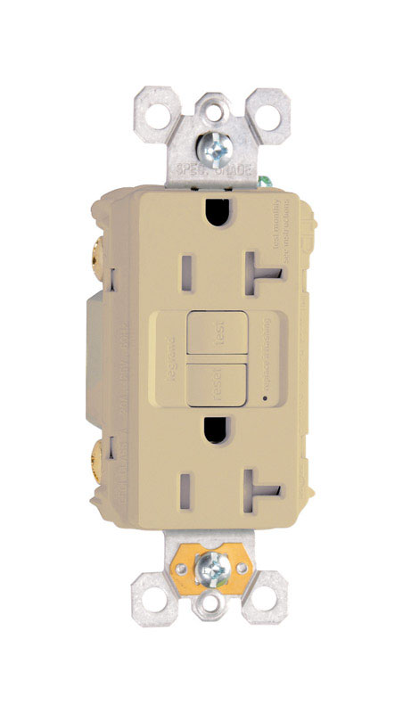 Pass & Seymour GFCI Receptacle, Duplex, 20A, Ivory