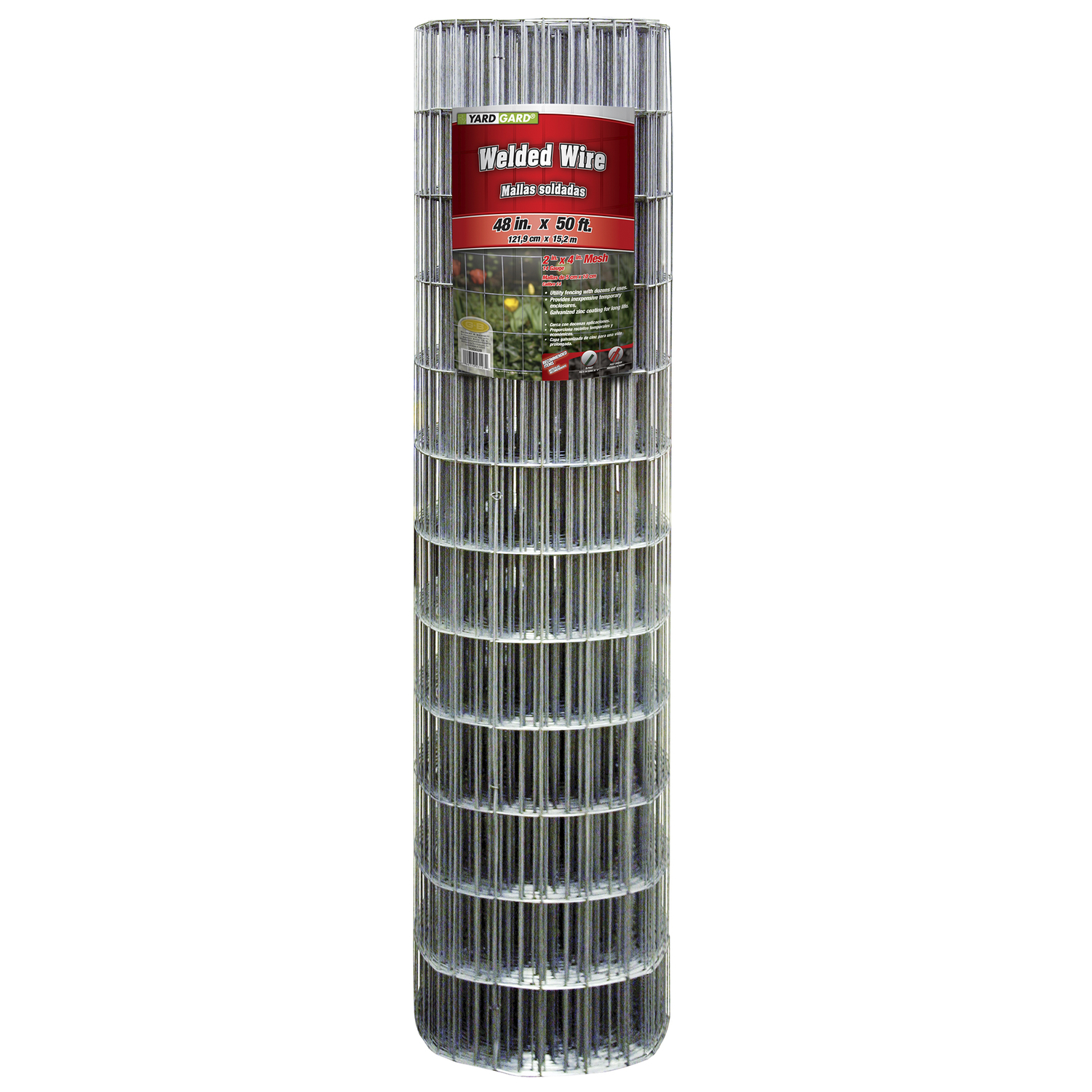 48 In. H X 50 Ft. L Galvanized Welded Wire Fence, 14-gauge, 2×4 Mesh