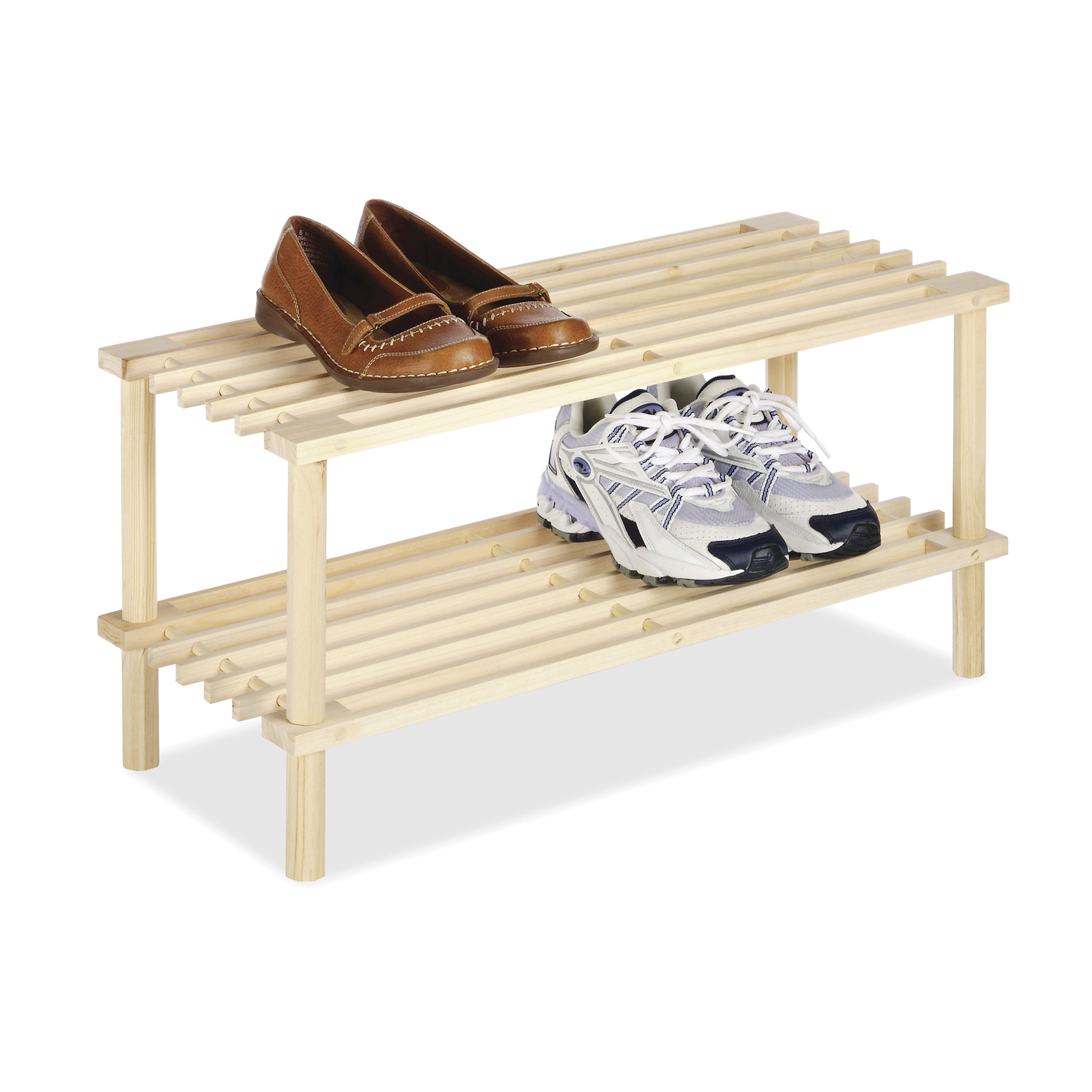 11.50 In. H X 24.75 In. W X 10.25 In. L Natural Wood Shoe Rack