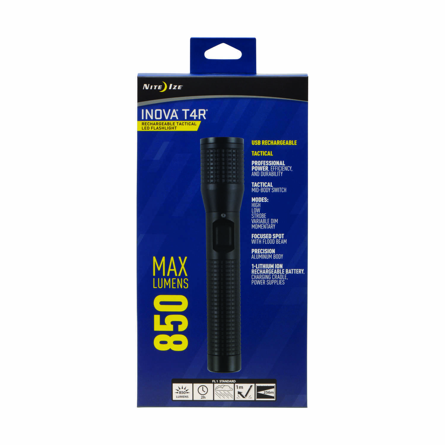 Inova T4r 850 Lumens Rechargeable Black Led Tactical Flashlight