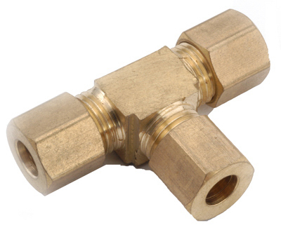 Brass Compression Tee, Tube All Ends, Lead Free, 1/4 Inch