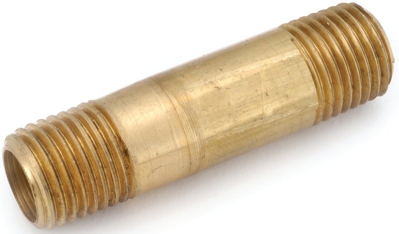 Lead Free Yellow Brass Nipple, 1/8 X 2 Inches, Anderson Metals Model 736113-0232