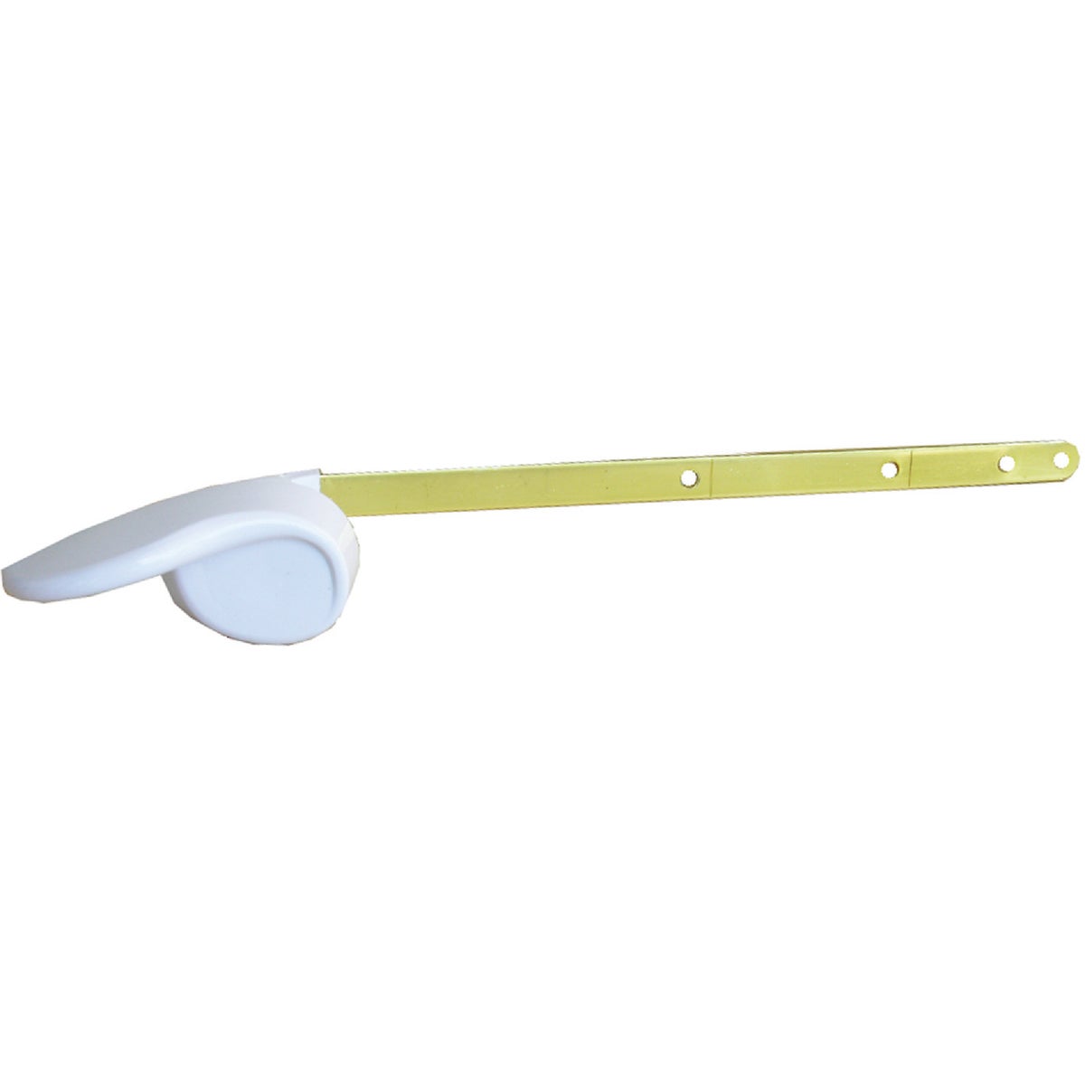 White Toilet Tank Flush Lever With Brass Flat Arm, Model 04-1743