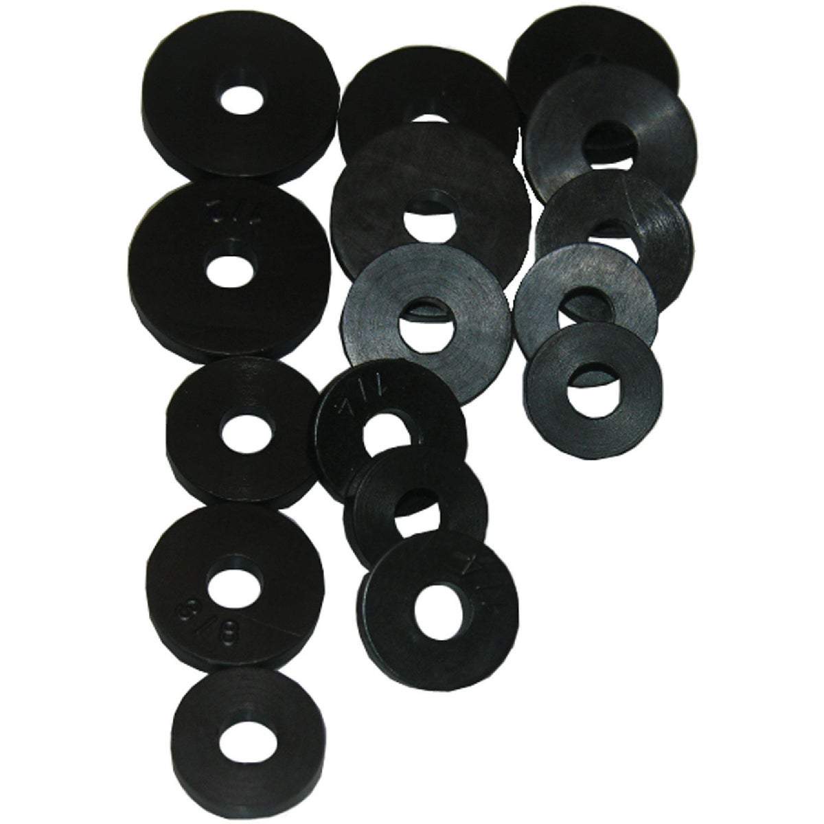 Assorted Black Flat Bibb Washers For Faucet Repair – 16 Count