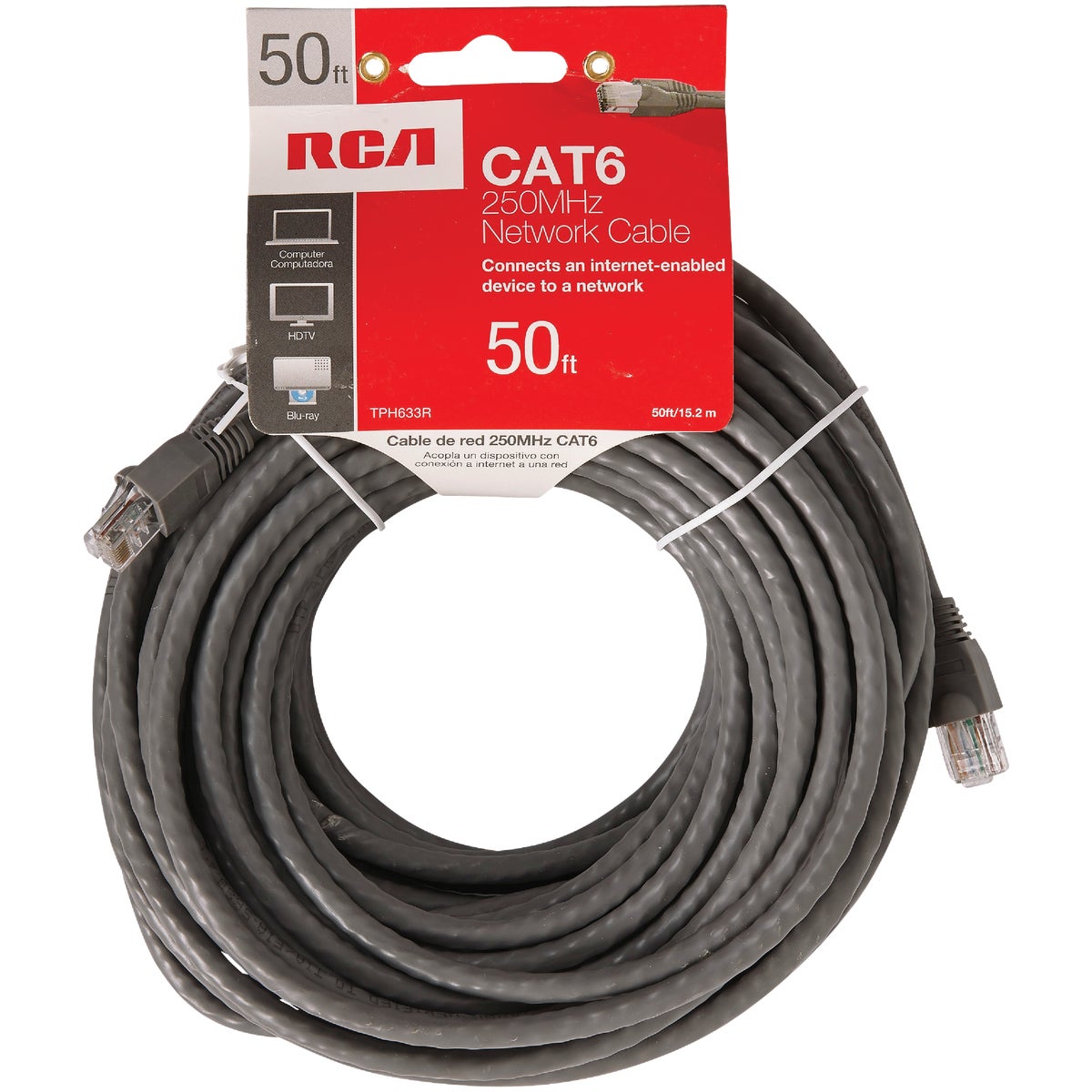50 Ft. Cat-6 Gray Network Cable, 250 Mhz Performance