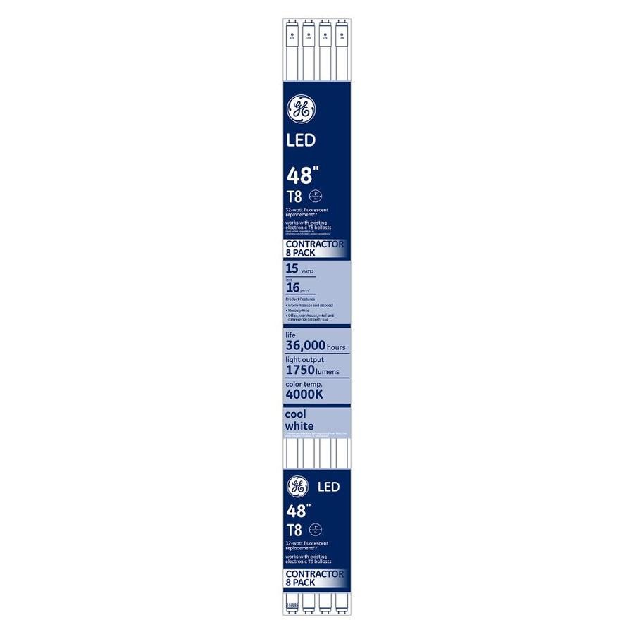 LED Light Bulbs, T8, Cool White, 1750 Lumens, 15 Watt, 8-Pk.