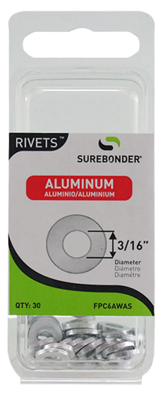 Back-Up Plate for 3/16-In. Diameter Rivet, Aluminum, 30-Pk.