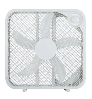 20-inch Box Fan, White, 3 Speed Settings, Large Airflow