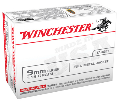 9mm Luger Full Metal Jacket Ammunition, 115 Grain, 100-round Box