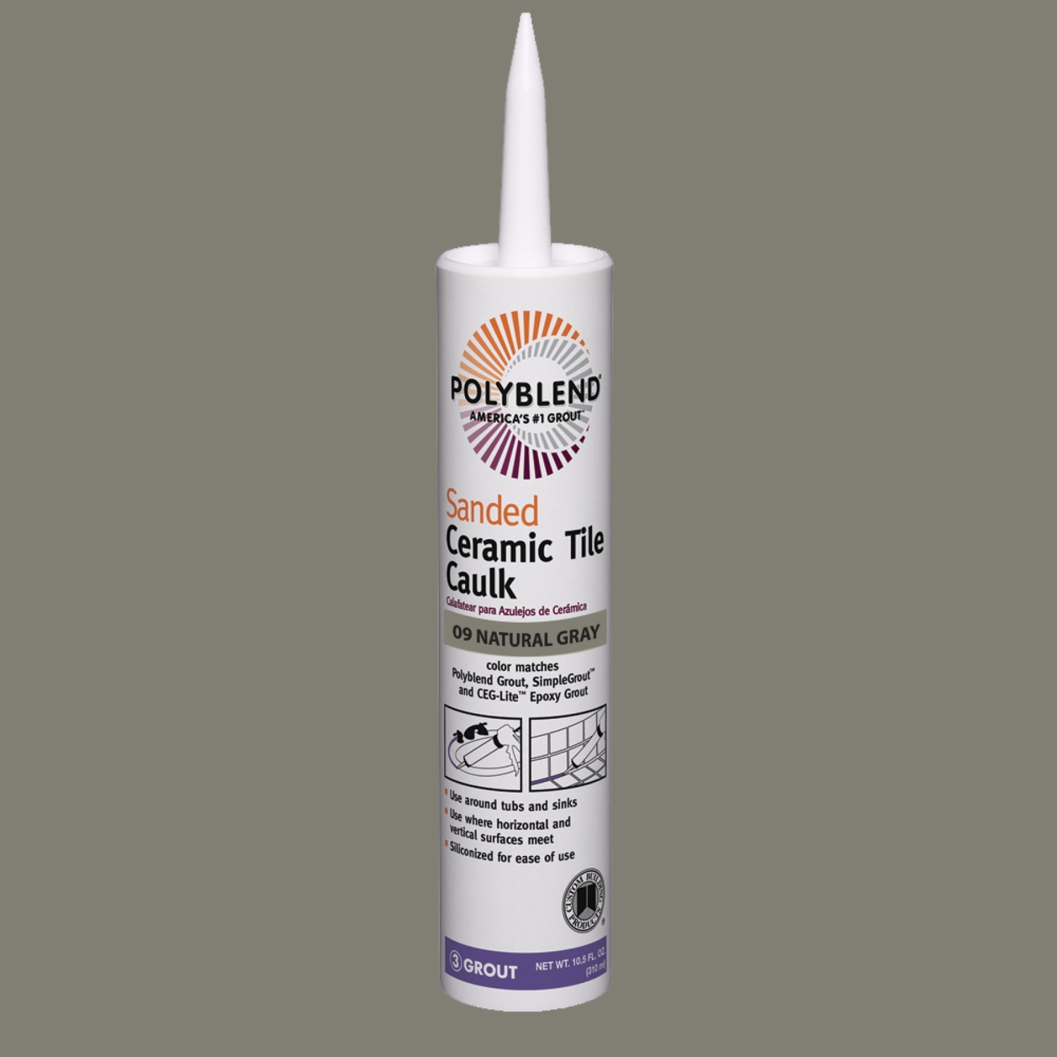 Polyblend 10.5 Oz. #09 Natural Gray Sanded Ceramic Tile Caulk – Siliconized Acrylic