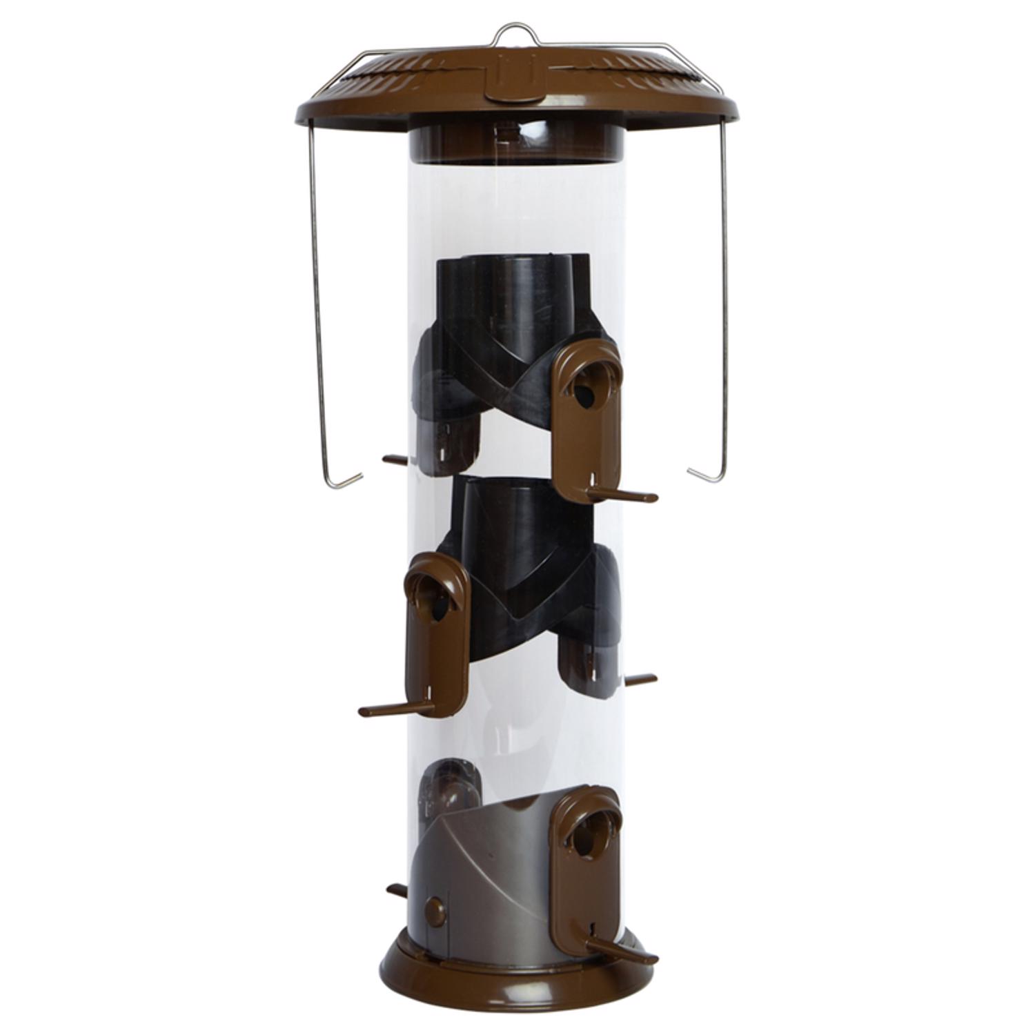 Funnel Flip-top Wild Bird And Finch 6 Lb Metal/plastic Tube Bird Feeder With 6 Ports