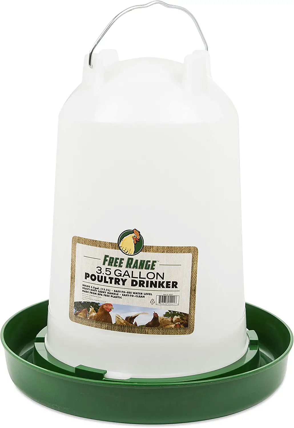 Small Flock Easy-fill Poultry Drinker Fountain, 3.5 Gallon Capacity For 56 Birds