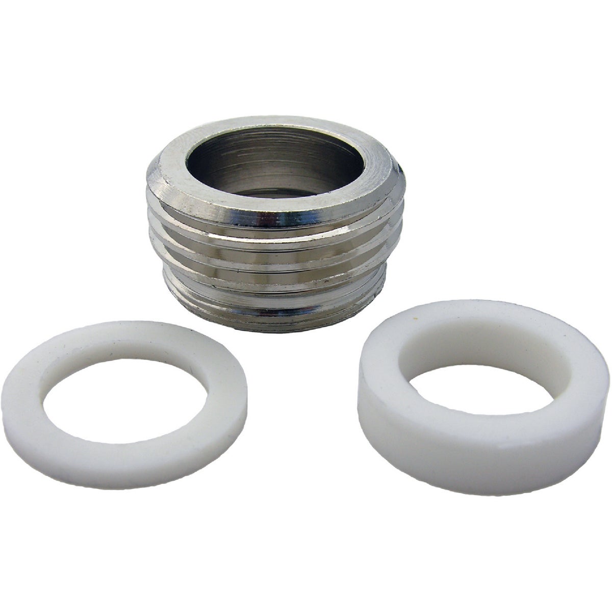 No Lead Dual Thread Female To Male Hose Faucet Adapter, Chrome-plated, 15/16-27 M X 55/64-27 F