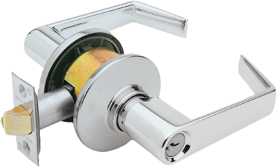 Schlage S51-PD-SAT-625 C Entry Saturn Lever, C Keyway, Adjustable Backset, Grade 2, Bright Chrome