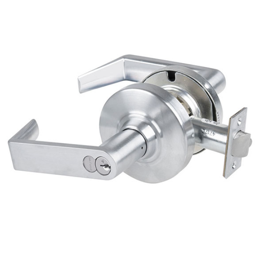 Schlage ALX70-R-RHO-626 C 234 Schlage Grade 2 Classroom Rhodes Lever, FSIC Prep, Satin Chrome, 2-3/4in Backset