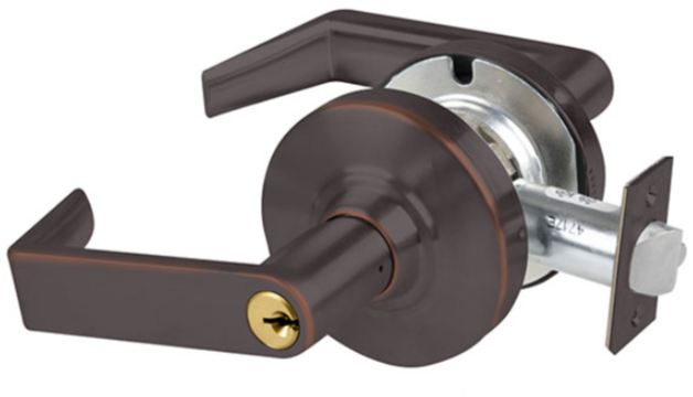 Schlage ALX70-P-RHO-643E S123 234 Grade 2 Classroom Rhodes Lever, Key in Lever, 2-3/4in Backset, Aged Bronze