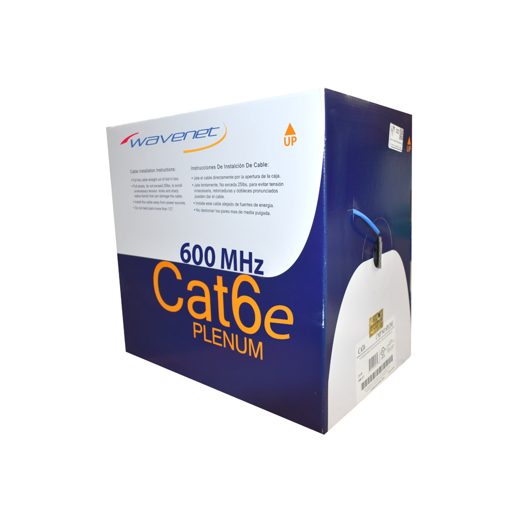 Wavenet CAT6E-600-RISER-1000-SPLINE-BLUE Cat6e 600MHz 4 Twisted Pairs 23 AWG Unshielded Riser Jacket Blue 1000ft Box