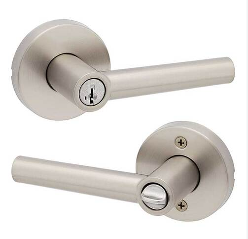 Kwikset 740MIL-RDT15-6ALRCS-SMT Milan Entry Lever, Round Rose, KW1 SmartKey, Satin Nickel, Grade 2