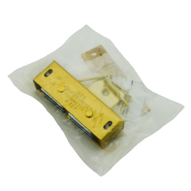 Ives 327A3 Aluminum Magnetic Catch, Dual Triple Pole, Bright Brass Finish