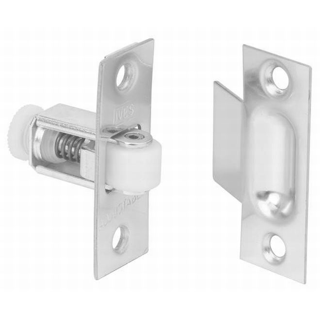 Ives 336B26D Brass Adjustable Roller Catch with T Strike – Satin Chrome Finish