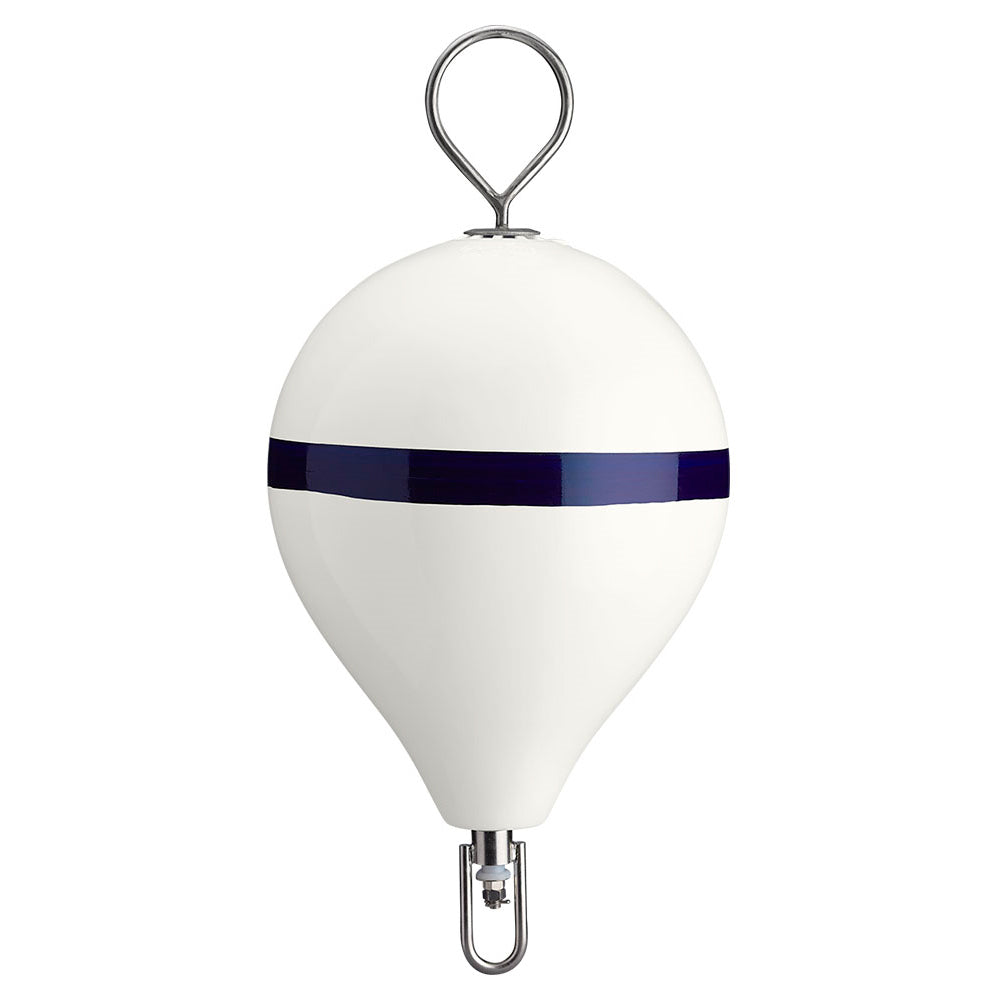 Polyform 17″ CM Mooring Buoy w/SS Iron – White Blue Stripe [CM-3SS W-STR]