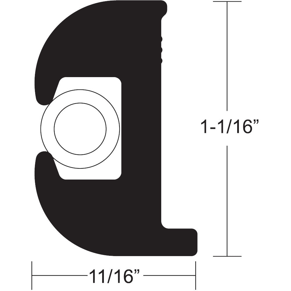 TACO Flex Vinyl Rub Rail Kit – Black w/White Insert – 50′ – 1-1/16″ x 11/16″ [V11-0809BWK50-2]