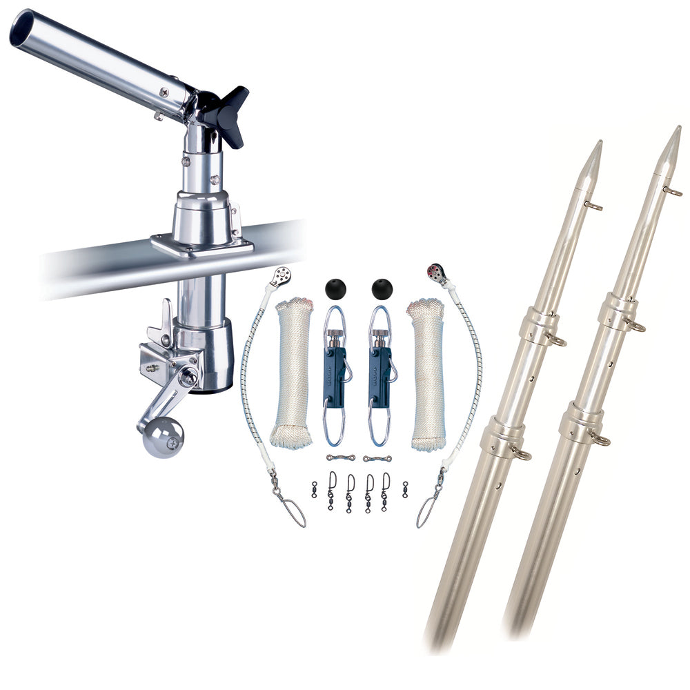 Rupp Z-30 Top Gun Outrigger Kit w/15′ Telescoping Poles & Complete Single Line Rigging Kit w/Klickers Release Clips [Z30-TPGN-15T]
