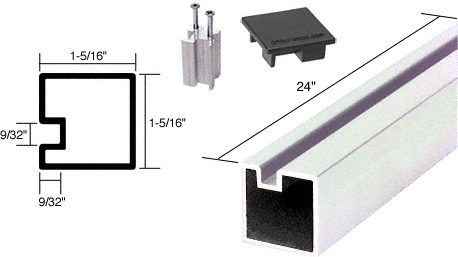 CRL 6408524 Buffed Brite Anodized 24″ Aluminum Counter Post