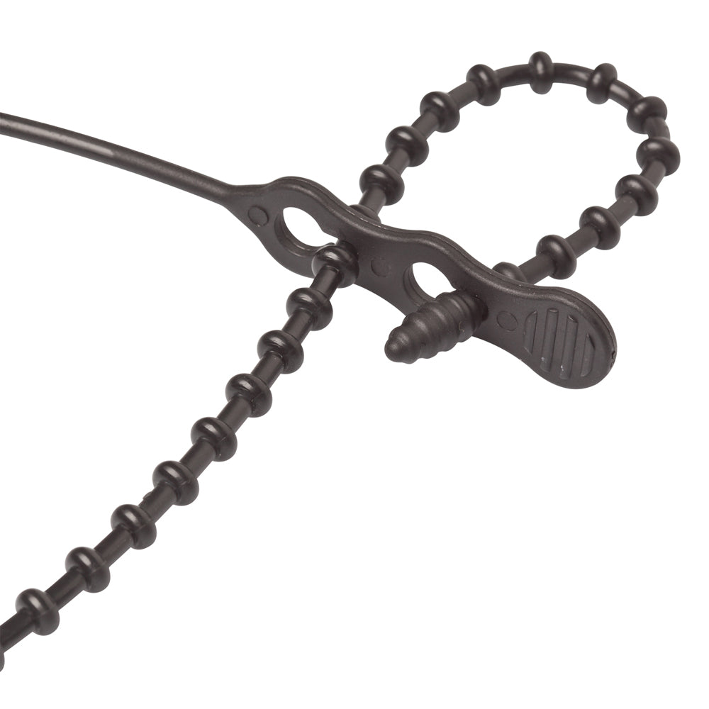 Ancor Reusable Beaded Cable Ties – 8″ – Black – 40-Pack