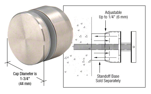 CRL ADJCAP112BS 316 Brushed Stainless Adjustable Standoff Cap for 1.5″ Base