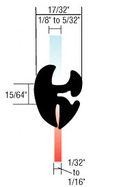CRL AS1475 Universal Weatherstrip, Two-Piece, 1/32″ to 1/16″ Panel, 1/8″ to 5/32″ Glass