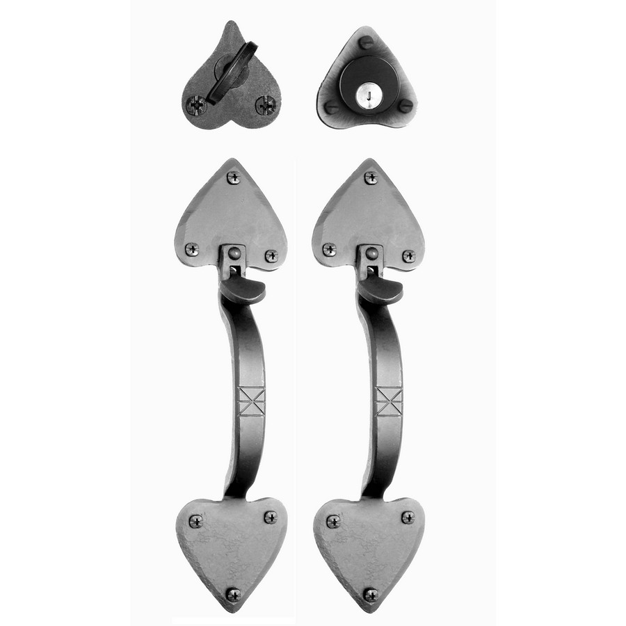 Forged Heart Double Handle Mortise Lock Set Matte Black Acorn Manufacturing ATVBI
