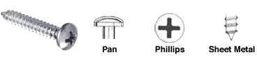 CRL AV1939 Brite Zinc Chromate 8×3/8″ Pan Head Phillips Tapping Screws