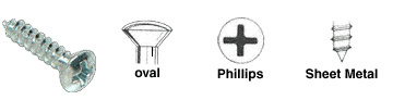 CRL AV2633 Zinc Finish 8″x2″ Oval Head Phillips Tapping Screws