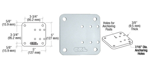CRL BP05M 5″ x 5″ Offset Base Plate