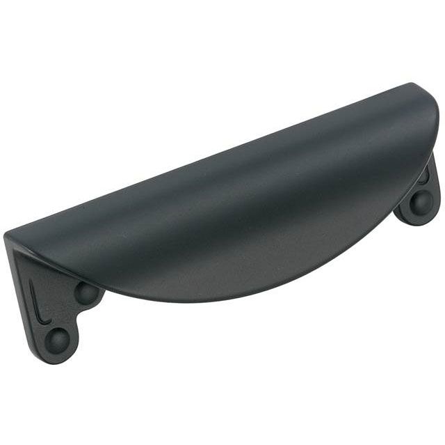 Amerock BP1592FB Flat Black 3″ Center Cup Pull, 4.25″ Length