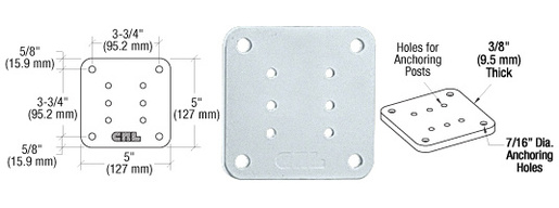 CRL BP5M 5″ x 5″ Square Base Plate – Mill Finish