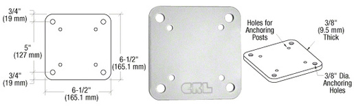 CRL BP6S Metallic Silver 6.5″ Square Base Plate