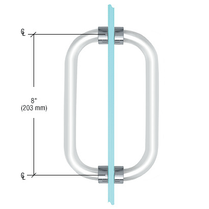 CRL CAP8X8CH 8″ Acrylic Back-to-Back Shower Door Pull Handle with Chrome Rings