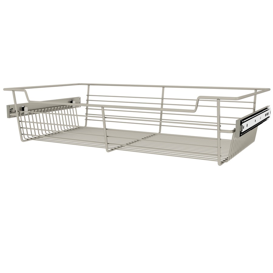 24″ X 14″ X 5″ Closet Basket with Slides Satin Nickel Sidelines CBSL-241405SN-3