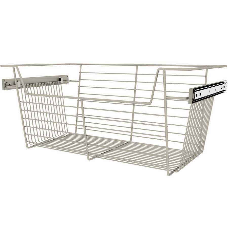 24″ X 14″ X 10″ Closet Basket with Slides Satin Nickel Sidelines CBSL-241410SN-3
