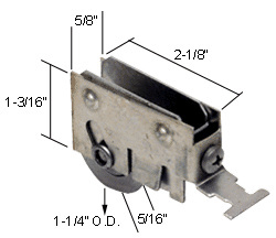 CRL D1778 1-1/4″ Stainless Steel Sliding Door Roller, 5/8″ Housing for International Doors