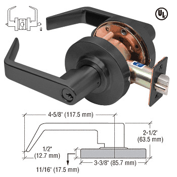 CRL D65ENTMBL Matte Black Heavy-Duty Grade 2 Lever Lockset – Schlage 6-Pin