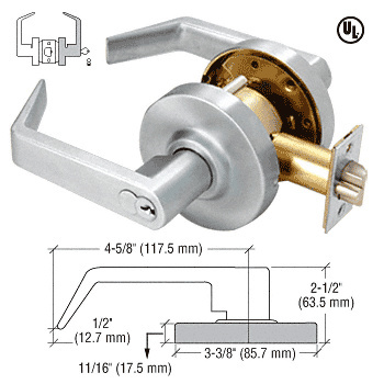 CRL D82STR Brushed Chrome Grade 1 Heavy-Duty Storeroom Lever Lockset – 7-Pin SFIC