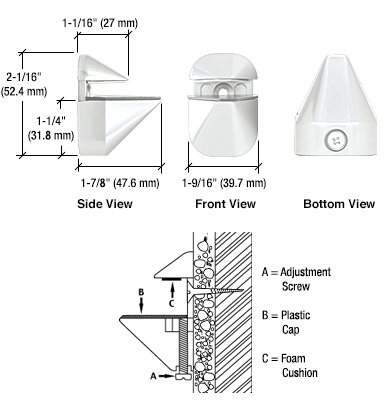 CRL DL631W White Adjustable Shelf Clamp